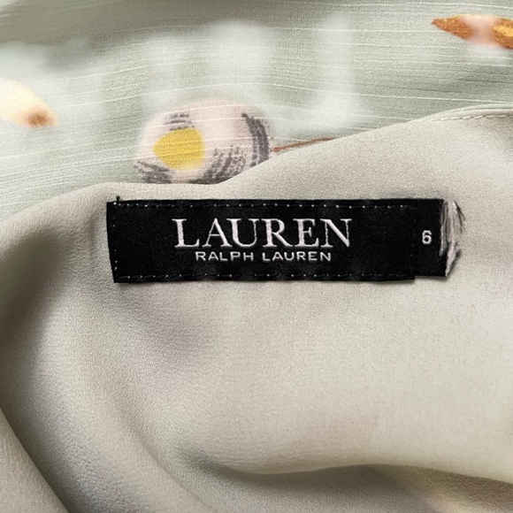 Lauren Ralph Lauren Georgette Knee length Dress Sz. 6 Green Floral Pattern. - Picture 6 of 6